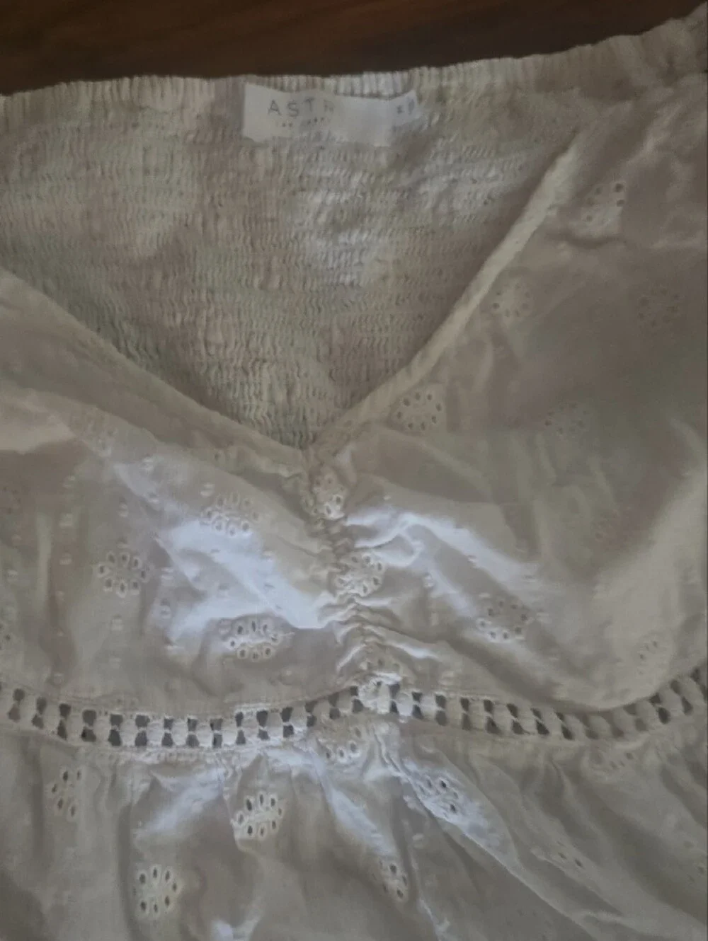 ASTR White Eyelet Peplum Blouse